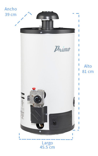 Calentador De Deposito Primo 38 L Gas L.p. Color Blanco