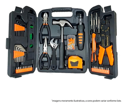 Kit Maleta Jogo De Ferramentas E Chave Fortt Preto Kmfc001p