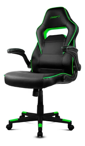 Silla de escritorio Drift DR75 gamer ergonómica negra y verde con tapizado de poliuretano