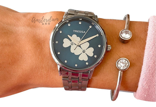 Reloj Tressa Dama Modelo Stefy Trebol  Metalico Garantia