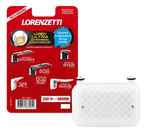 Resistência Lorenzetti Acqua Ultra Storm Star 220v 6800w Branco 220 6.8 Kw
