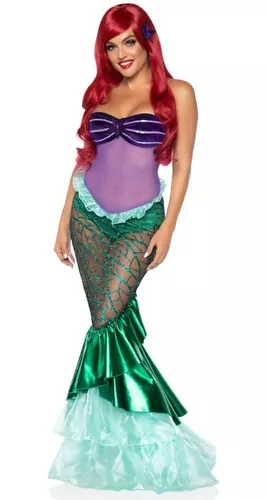 Vestido Fantasia Adulto Cosplay Halloween Sereia Ariel