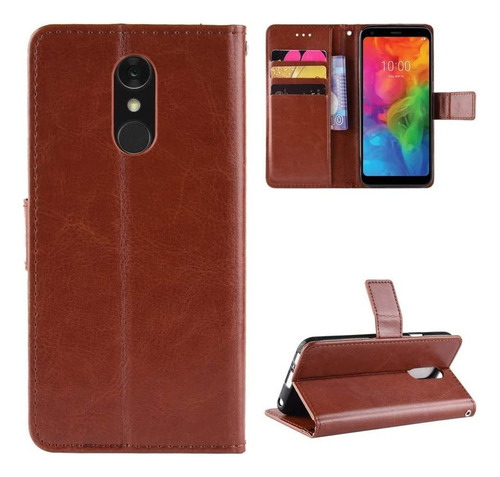 Para LG Q7 Funda Funda De Cuero Flip Funda De Cartera Para L