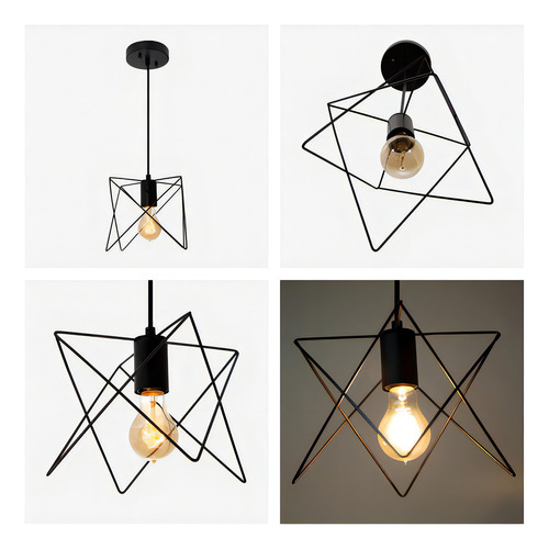 Lámpara Colgante Negro Mate 1 Luz E27 60w