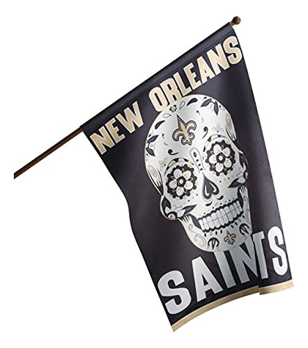 Flag Foco New Orleans Saints Nfl Day Of The Dead Vertical