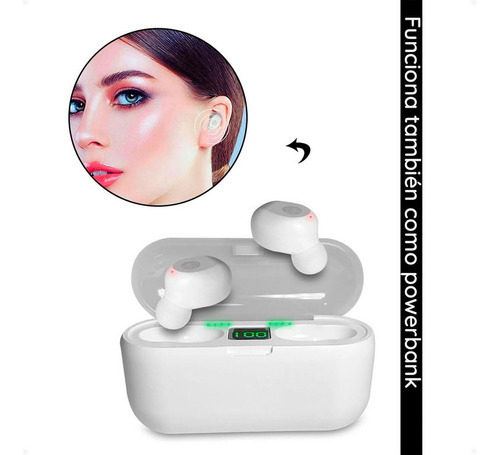 Auriculares Bluetooth Tws Tactil Llamadas Deportivo F9 Tcs Color Blanco