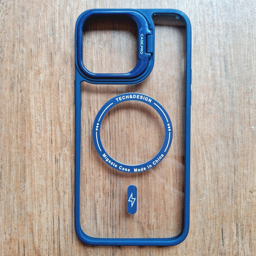 Funda Para Iphone 14 Plus/pro Max Estilo Magsafe Lens Stand Azul
