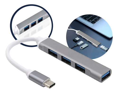 Hub Usb 3.0 Cabo Extensor 4 Portas 5 Gbps High Speed Hd Pen