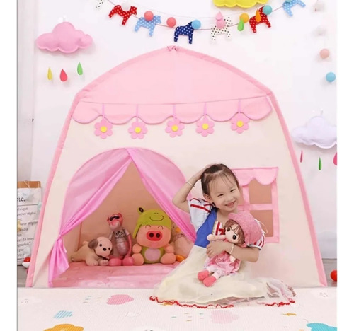 Barraca Infantil Toca Rosa Menina Cabana + 100 Bolinhas