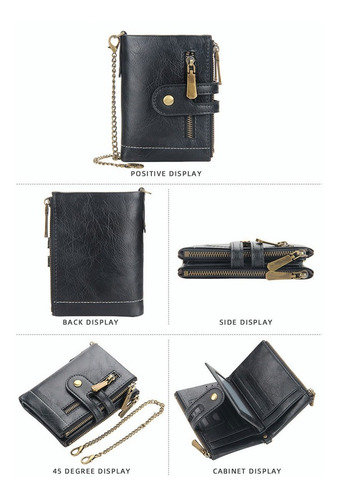 Cuero Con Cepillo Antirrobo Cartera Billetera Piel