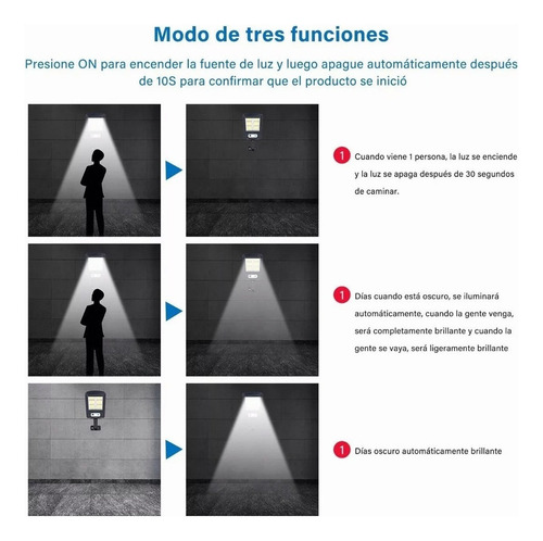 Para Lámpara Solar De Pared Exteriores Sensor Luz 5000 Mah