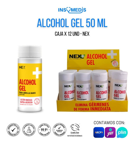 Caja De Alcohol En Gel X 12 Und X 50ml - Nex 