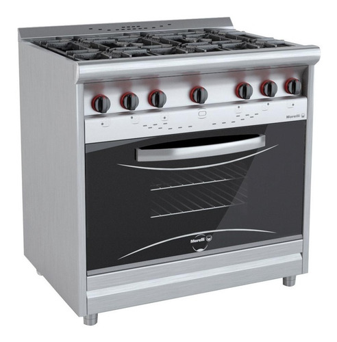 Cocina industrial Morelli Country 900 6 multigas acero inoxidable puerta visor