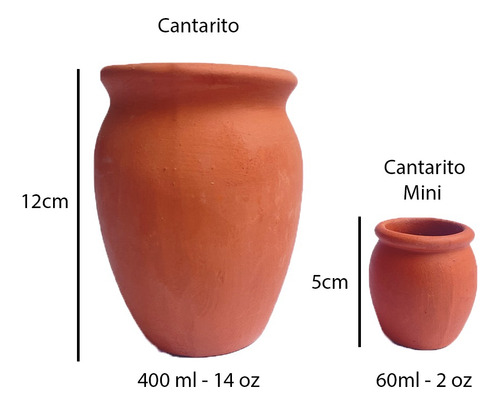 Cantarito Mini Tequilero Caballito - 2oz - (140 Piezas) Terracota