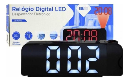 Relógio Digital Despertador Mesa Com Projetor Zb-4005 Luatek