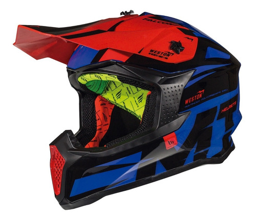 Casco Moto Enduro Cross  Mt Falcon Azul Rpm 925