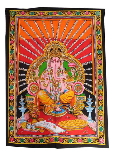 Painel Indiano Em Tecido - Lord Ganesha
