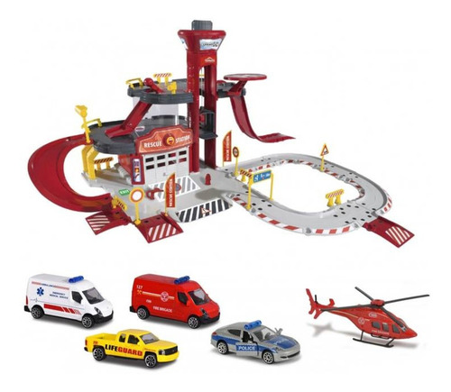 Majorette - Creatix - Rescue Station + 5 Vehiculos - 1/64