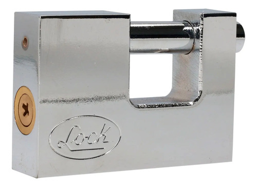 Candado Acero Lock Cortina Llave Tetra Cromo Satinado Plateado