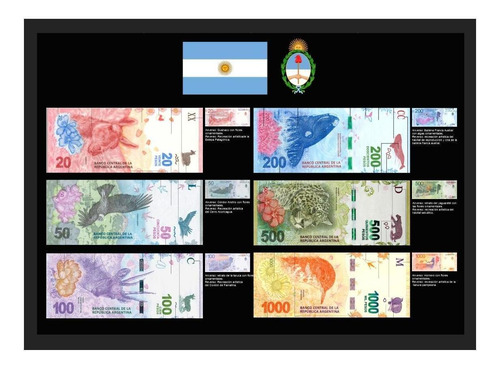 Quadro Expositor Cédulas Da Argentina Notas Peso Argentino