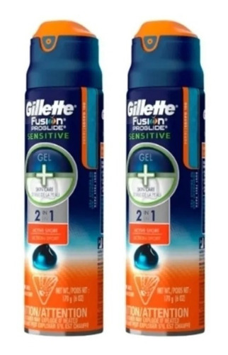Gel Gillette Para Afeitar 2 En 1 Piel Sensible 2 Piezas
