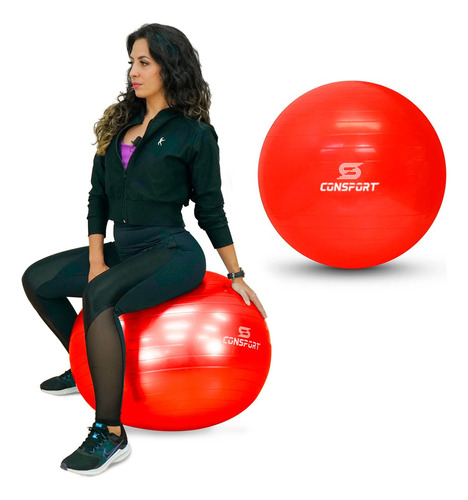 Bola Suíça Para Exercícios De Pilates - Tamanho 55cm Cor Vermelho