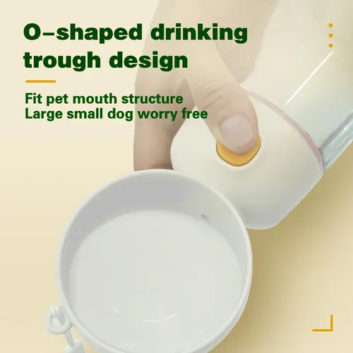 Botella De Agua Para Perros 2 En 1 Portátil Con Botón