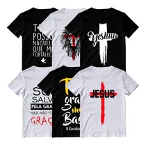 Comprar Kit 6 Camiseta Religiosa Blusa Camisa Jesus Moda Evangélica Fé Deus Cristã Gospel Yeshua 100% Algodão Jovem Igreja