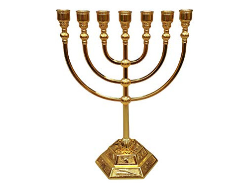 Amén Judaica Siete Ramas Jerusalén Menorá Color Dorado Re
