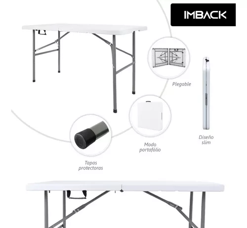 Mesa Plegable Valija Jardin Tablon Portatil Exterior 1.22 M