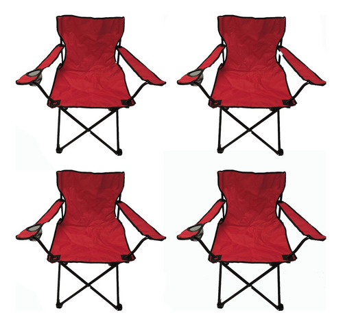 Resel Pack De 4 Sillas Plegables Tipo Camping Para Exterior Color Rojo