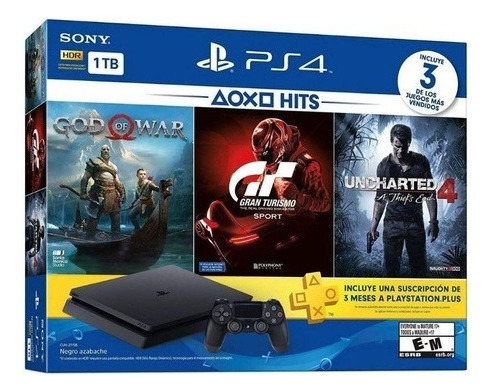 Sony Playstation 4 Slim 1tb Hits Bundle God Of War/gran Tur Preto (Usado)