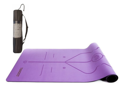 Tapete Yoga Mat Profissional Pu E Borracha Natural 5mm Com Bolsa Yangfit Lilás