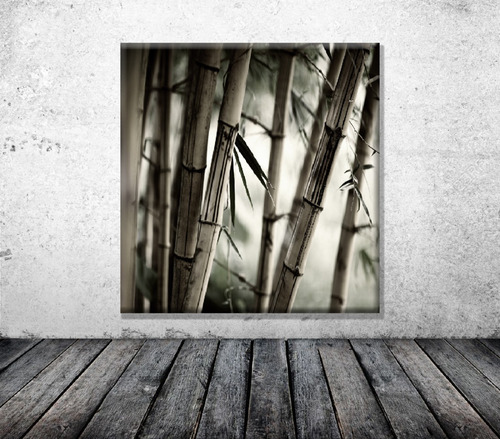 Cuadro Moderno Deco Cañas De Bamboo -lienzo- 60x69 Cm