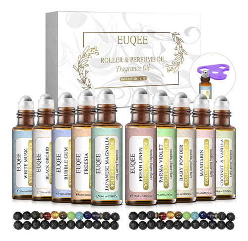 Euqee Juego De 10 Aceites Aromaticos De Regalo, 0.3 Fl Oz/0.