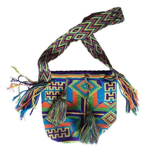 Bolso Colombia Wayuu Cartera Artesanal Grande Multicolor