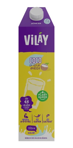 Bebida Vegetal De Coco Sin Azúcar Añadida 1 Lt - Vilay