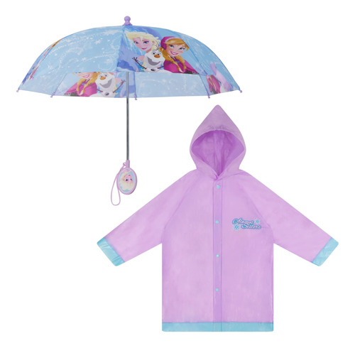 Disney Girls Frozen Kids umbrella and slicker, Elsa And Anna