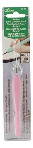 Clover 1226 Amour Steel Crochet Hook No. 12, 0.60mm Color Rosa