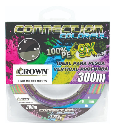 Linha Multifilamento Crown Connection 0,23mm 300m - Colorful Cor Multi color