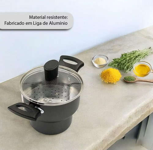 Cuscuzeiro Alegrete Grande 18cm Teflon Antiaderente Tp Vidro