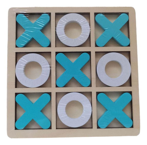 Juego De Madera Tic Tac Toe, Juego De Mesa De Ajedrez Azul