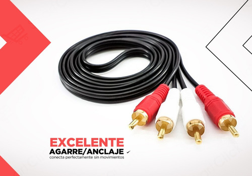 Imagen 2 de 10 de Cable Rca Rca Audio Stereo Macho Macho 5 Metros 2x2 Fichas