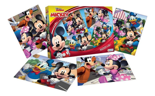 Imagen 1 de 1 de Mickey 4 Puzzles De 2, 18, 24 Y 36 Piezas Dch07690 E. Full