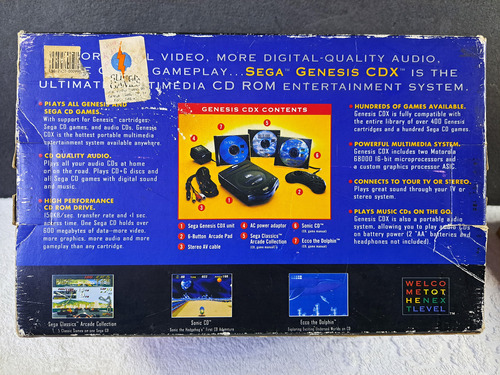 Console Sega Genesis Cdx Com Caixa Funcionando Tudo. Com 7 Jogos, Sendo 4 Cds E 3 Cartuchos. Mega Drive E Sega Cd. Leia A Descrição. Cinza