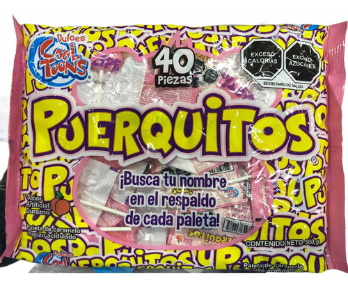 Paleta Puerquitos Con Nombre Durazno 40 Pzas 560g Cool Toons