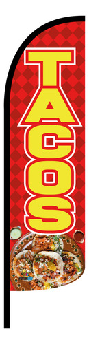 Bandera Publicitaria Tacos De Asada Cafe (4x1 Mts) Completa