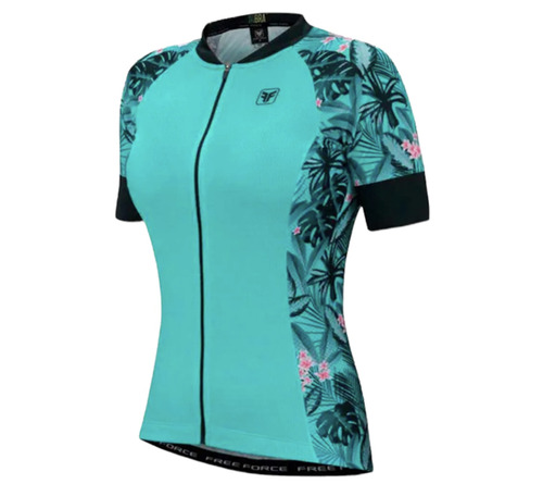 Camisa Ciclismo Feminina Free Force Aloha Turquesa