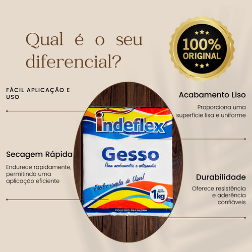 Gesso Em Pó Branco 1kg Secagem Rápida Indeflex