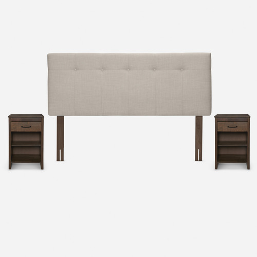 Cama Pratta 2 Plazas Bd +respaldo New Bennet+velador Maurice